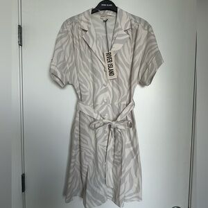 River Island Animal Print Tea Dress with Tie Belt, US Size 10